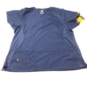 Wonderwink Womens Origins V-Neck Scrub Top Size 3XL Navy Blue Short Sleeve
